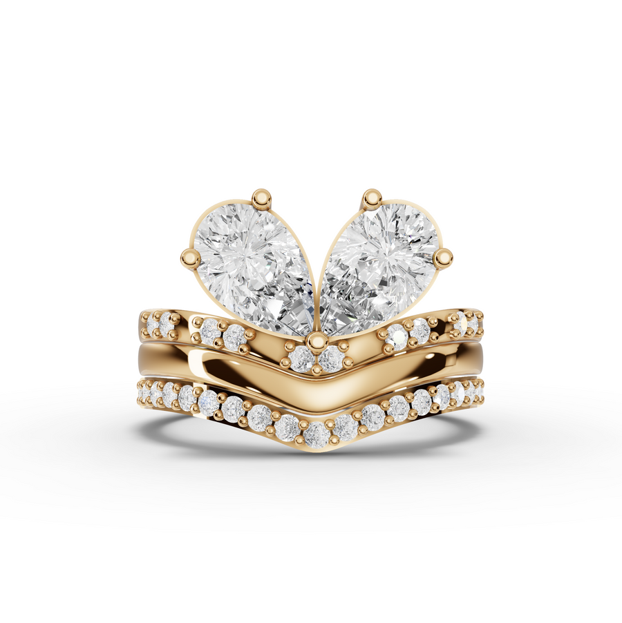 1.80 Ct Pear Toi et Moi With Side Stone Band Set