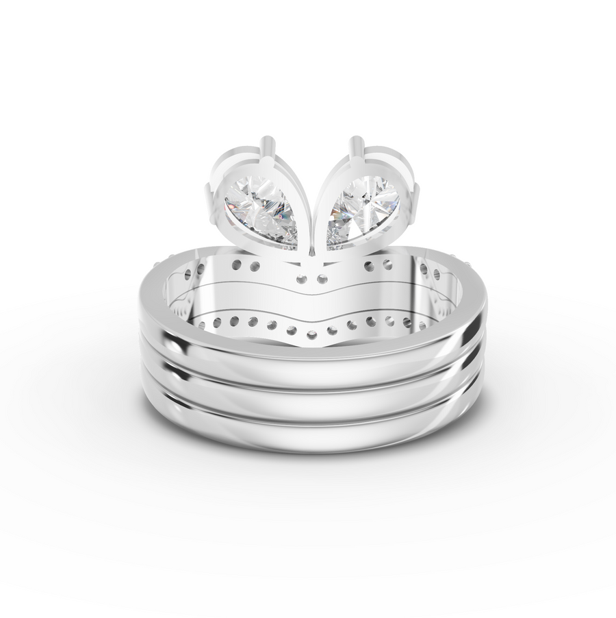 1.80 Ct Pear Toi et Moi With Side Stone Band Set