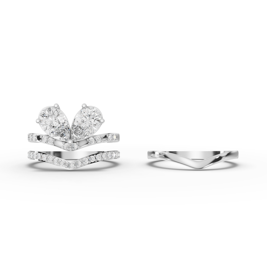 1.80 Ct Pear Toi et Moi With Side Stone Band Set