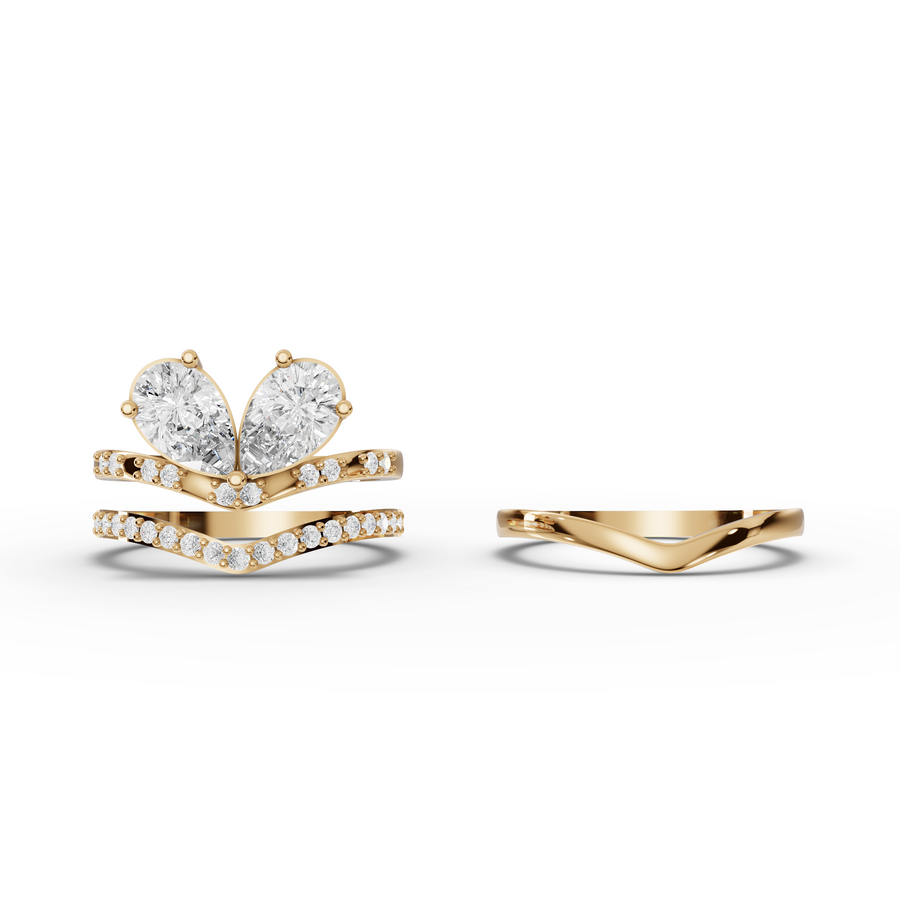 1.80 Ct Pear Toi et Moi With Side Stone Band Set