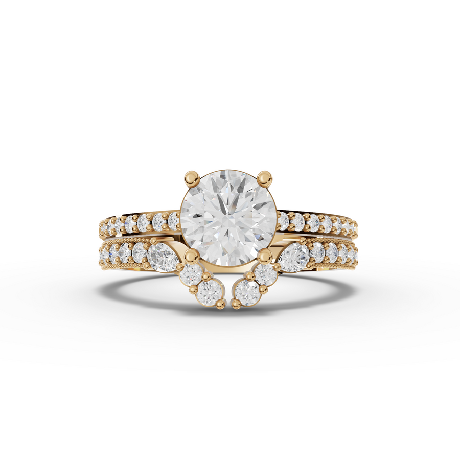 1.45 Ct Round Solitaire With Side Band Set 1.00 Ct Center