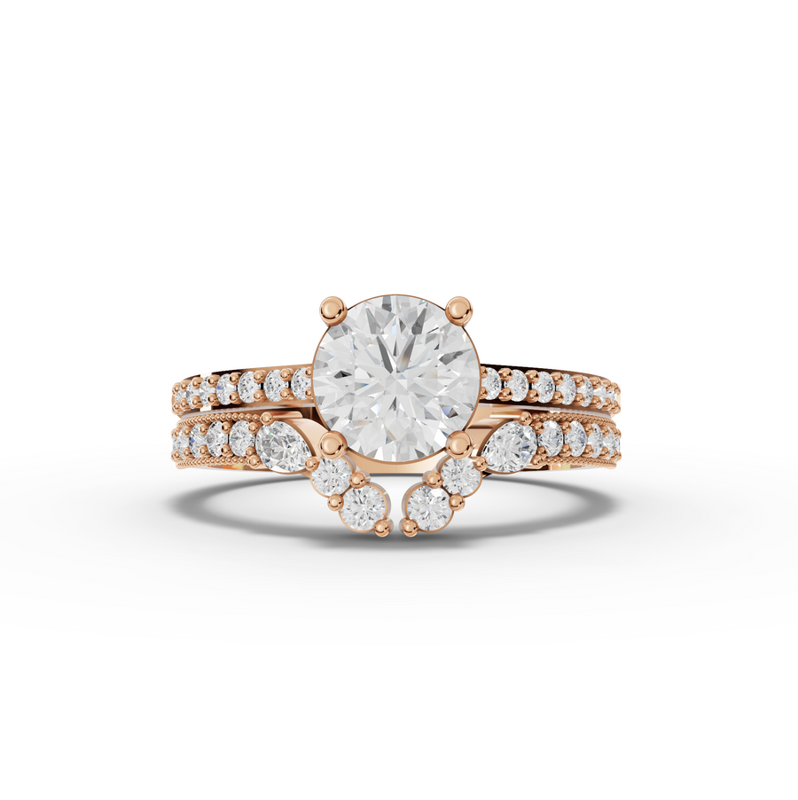 1.45 Ct Round Solitaire With Side Band Set 1.00 Ct Center