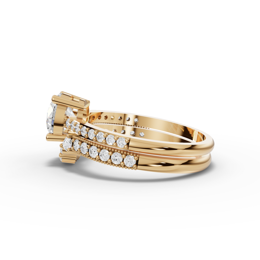 1.45 Ct Round Solitaire With Side Band Set 1.00 Ct Center