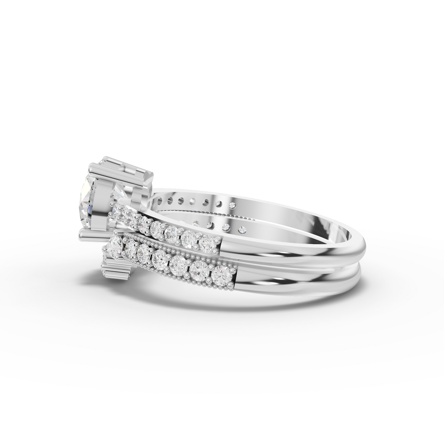 1.45 Ct Round Solitaire With Side Band Set 1.00 Ct Center