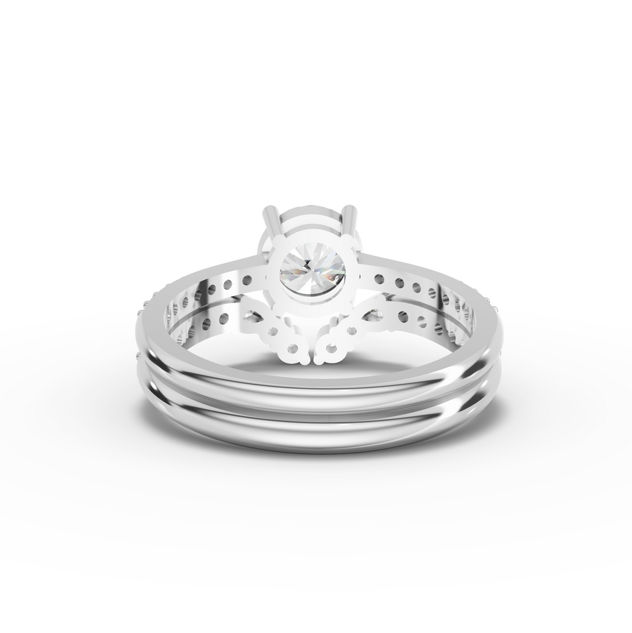 1.45 Ct Round Solitaire With Side Band Set 1.00 Ct Center