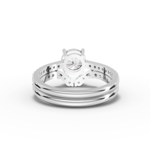 1.45 Ct Solitaire Round Lab Diamond Ring with Pavé Band Set 1.00 Ct Center