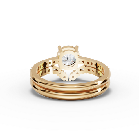 1.45 Ct Solitaire Round Lab Diamond Ring with Pavé Band Set 1.00 Ct Center