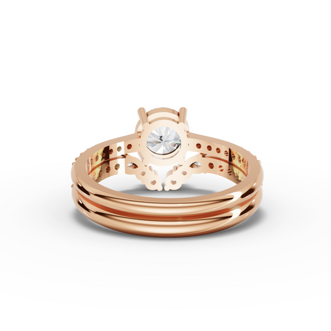 1.45 Ct Solitaire Round Lab Diamond Ring with Pavé Band Set 1.00 Ct Center