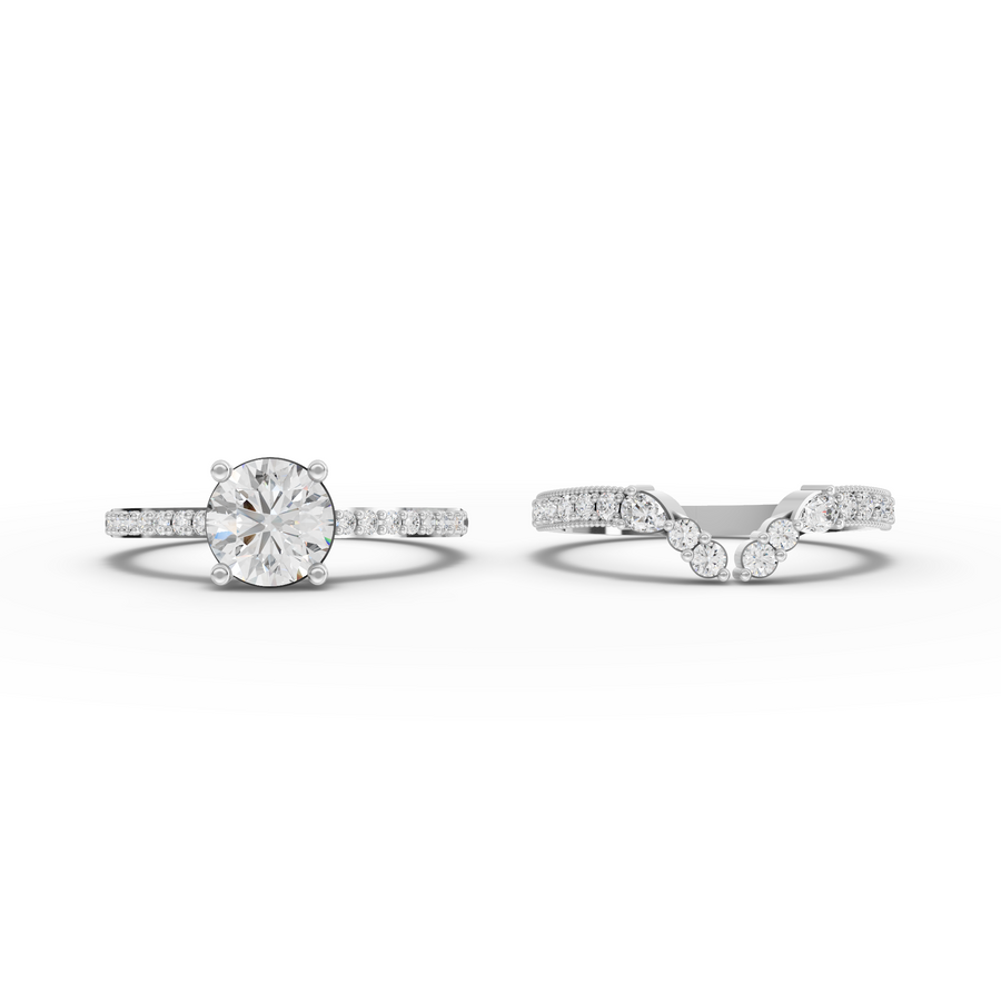 1.45 Ct Round Solitaire With Side Band Set 1.00 Ct Center