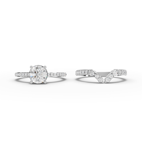 1.45 Ct Solitaire Round Lab Diamond Ring with Pavé Band Set 1.00 Ct Center