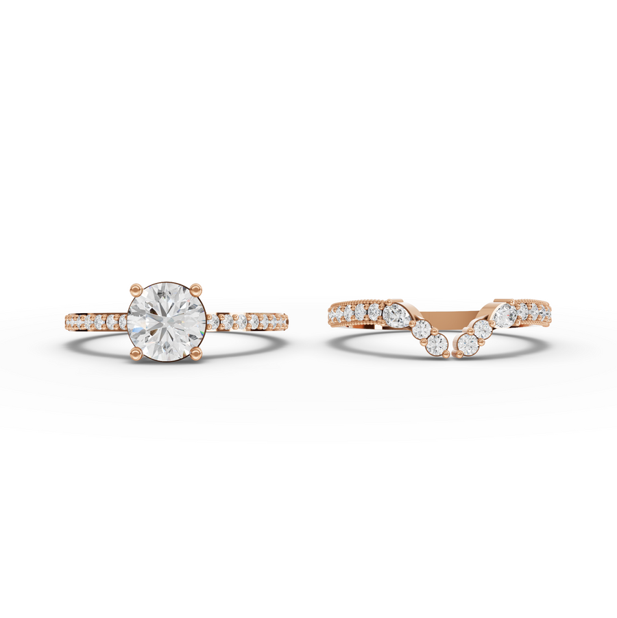 1.45 Ct Round Solitaire With Side Band Set 1.00 Ct Center