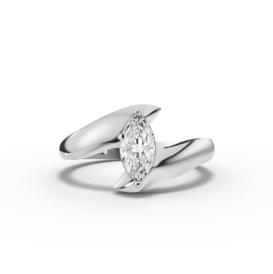 0.50 ct marquise lab diamond bypass ring with elongated center stone and modern open wrap design