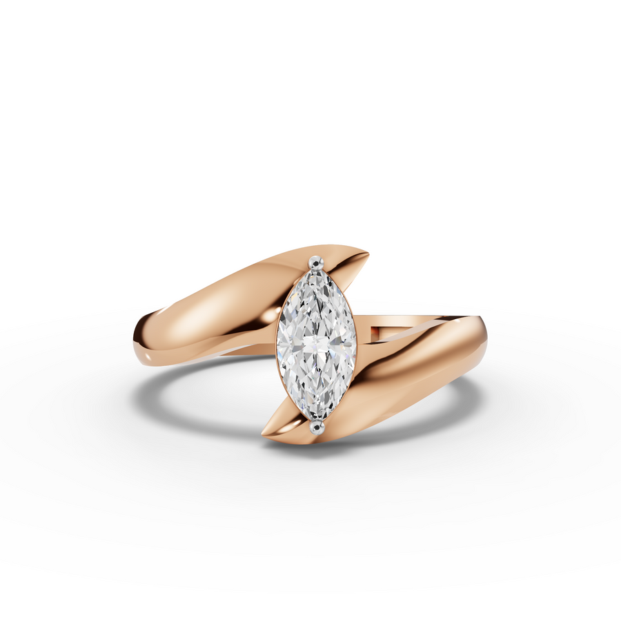 0.50 Ct Marquise Lab Diamond Bypass Ring