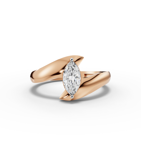 0.50 Ct Marquise Lab Diamond Bypass Ring 0.5 Ct Center