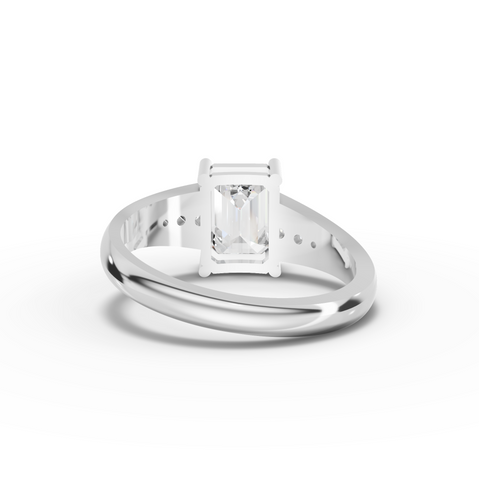 1.59 Ct Emerald Crossover Lab Diamond Pavé Band 1.5 Ct Center