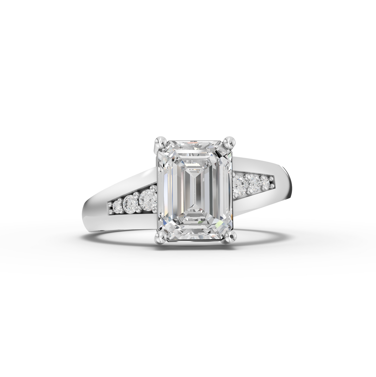 1.59 Ct Emerald Crossover Lab Diamond Pavé Band 1.5 Ct Center
