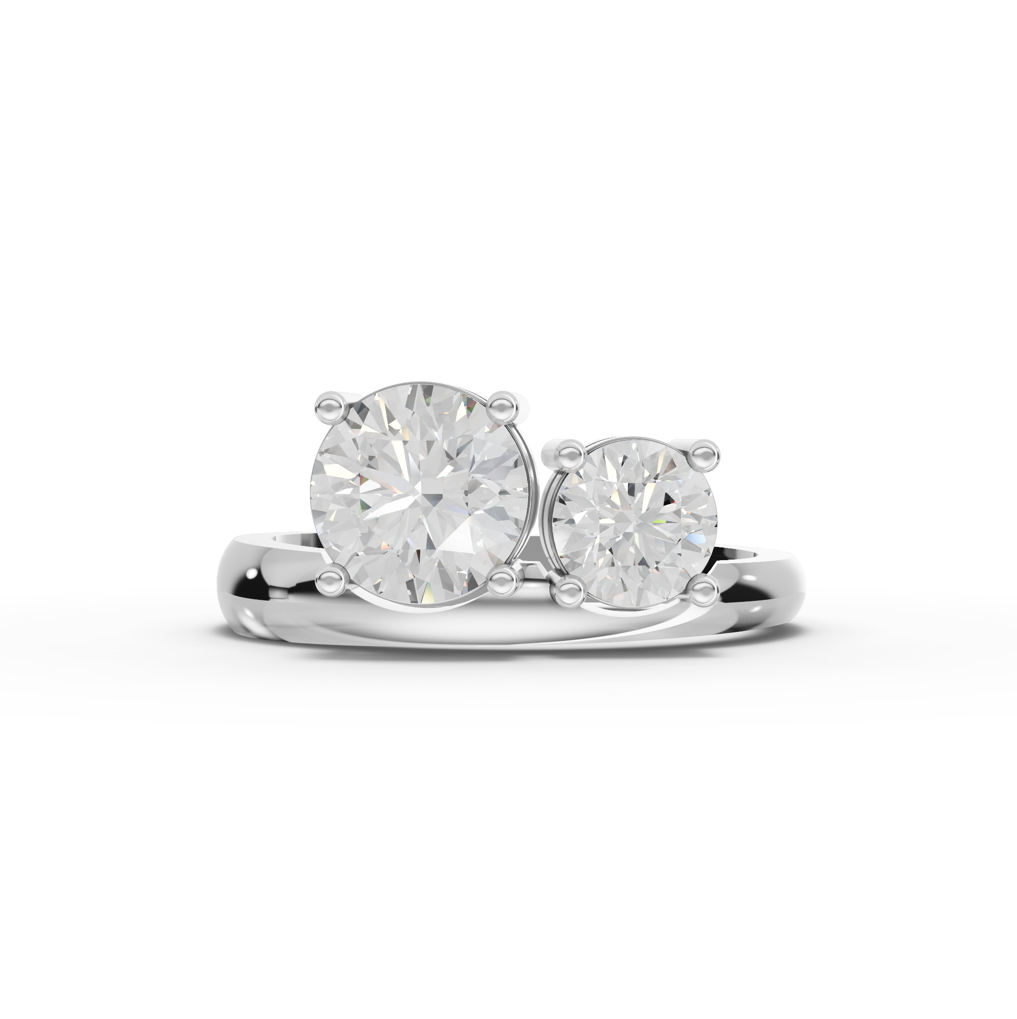 1.50 ct round Toi et Moi lab diamond bypass ring with two-stone design and curved band