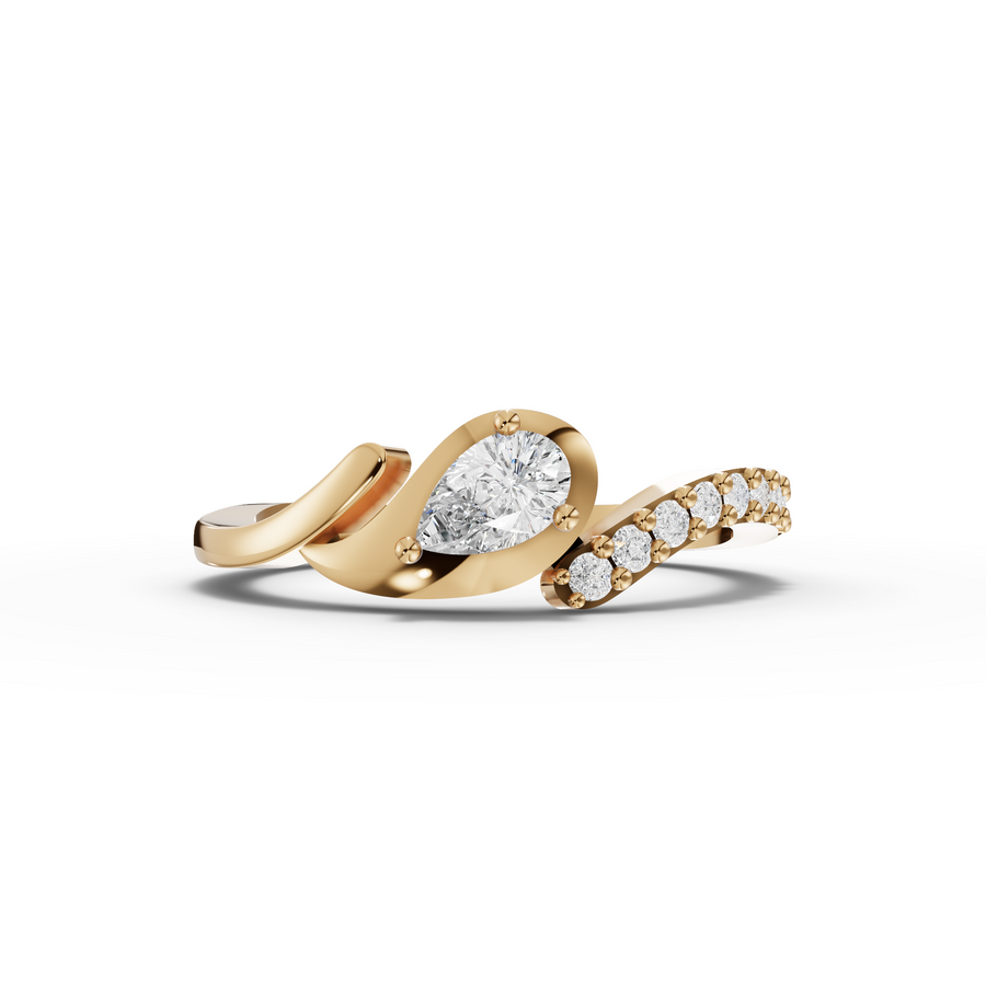 0.32 Ct Pear Wave Pavé Lab Diamond Ring