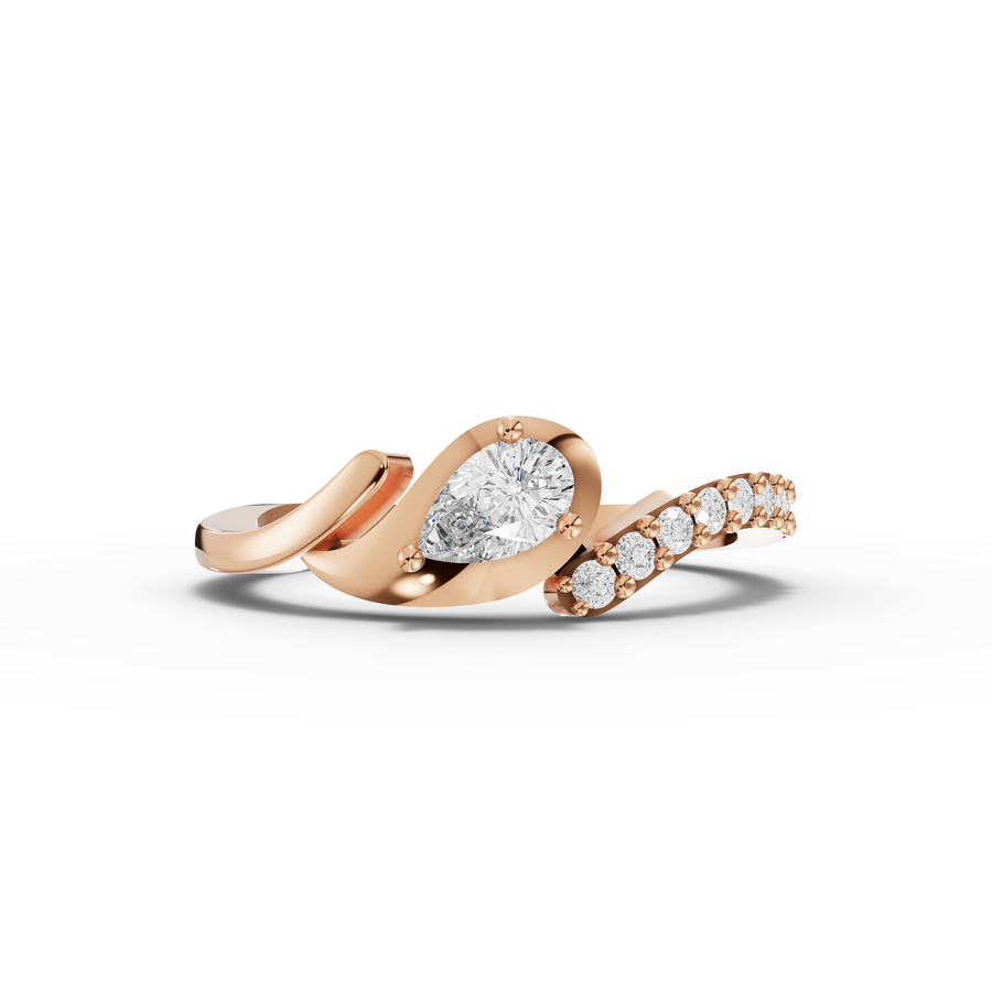 0.32 Ct Pear Wave Pavé Lab Diamond Ring