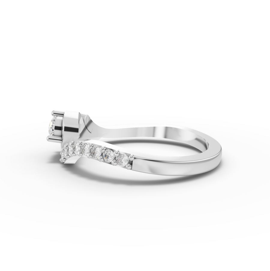 0.32 Ct Pear Wave Pavé Lab Diamond Ring