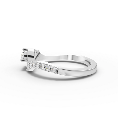0.32 Ct Pear Wave Lab Diamond Ring with Pavé Band 0.21 Ct Center