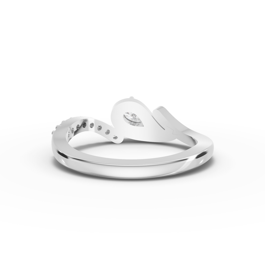 0.32 Ct Pear Wave Pavé Lab Diamond Ring