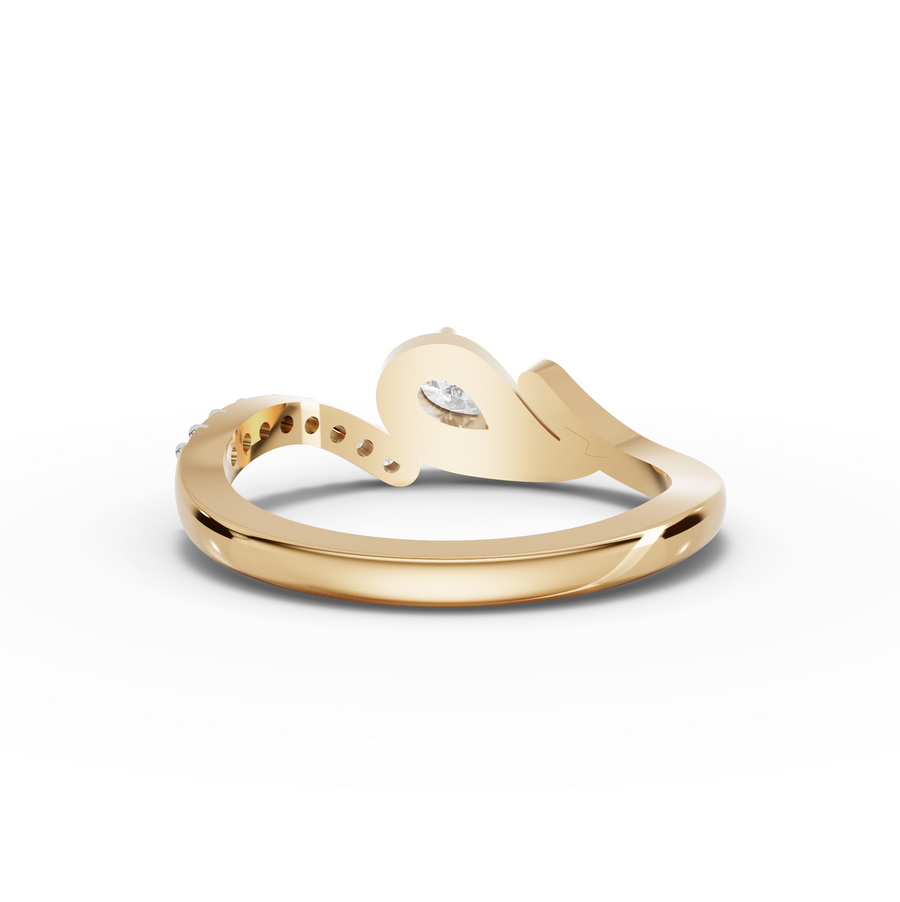 0.32 Ct Pear Wave Pavé Lab Diamond Ring