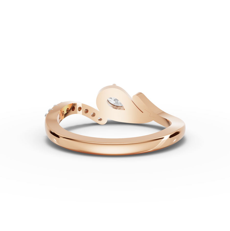 0.32 Ct Pear Wave Pavé Lab Diamond Ring