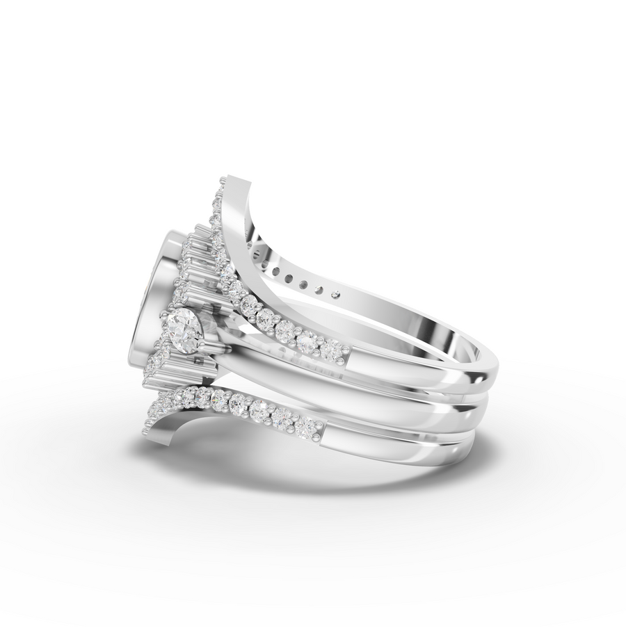 1.75 Ct Oval Halo With Side Stone Band Ring Set 1.00 Ct Center