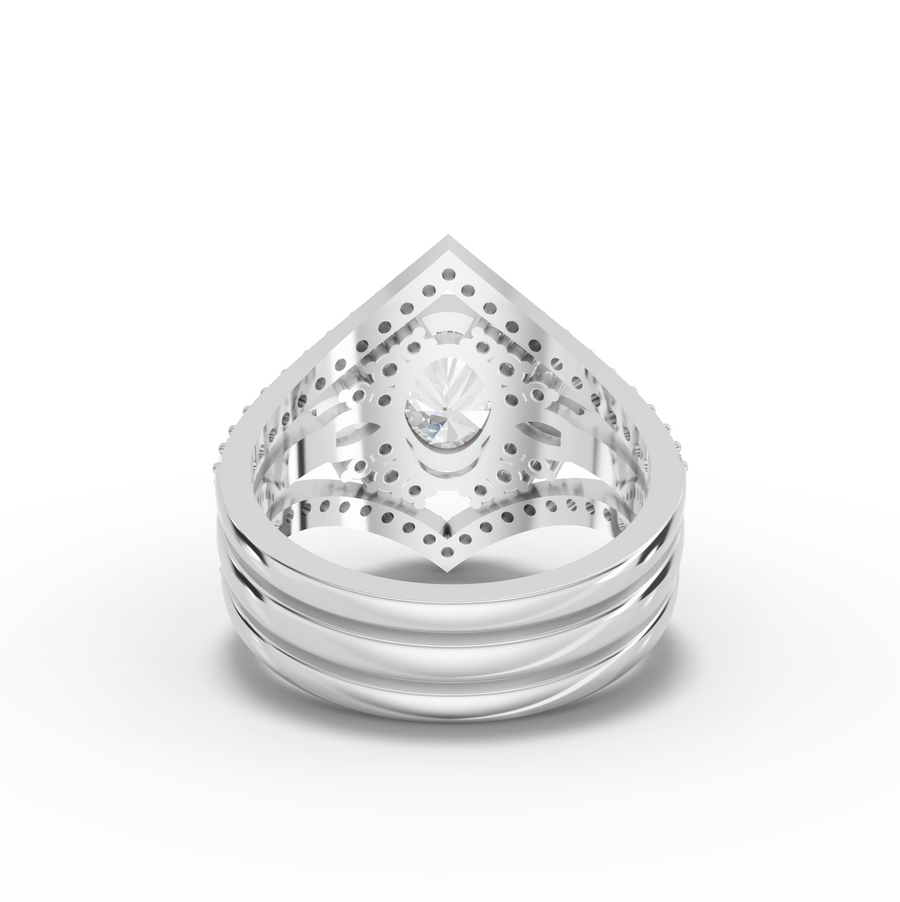 1.75 Ct Oval Halo With Side Stone Band Ring Set 1.00 Ct Center