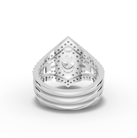 1.75 Ct Oval Solitaire Halo Lab Diamond Ring with Accent Band Set 1 Ct Center