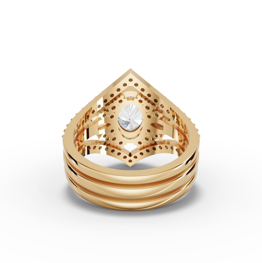 1.75 Ct Oval Halo With Side Stone Band Ring Set 1.00 Ct Center
