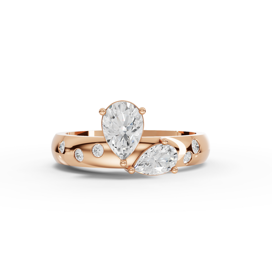 0.78 Ct Pear Toi et Moi Lab Diamond Ring