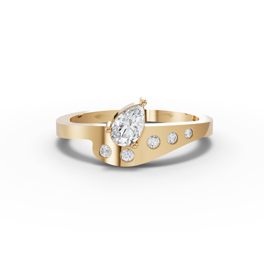 0.27 Ct Pear Lab Diamond Flush Ring