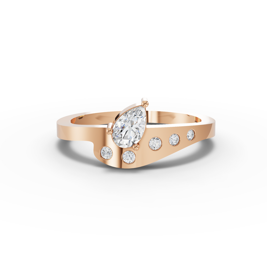 0.27 Ct Pear Lab Diamond Flush Ring