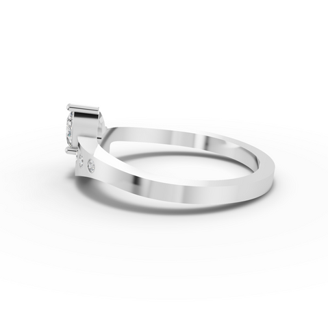 0.27 Ct Modern Pear Diamond Engagement Ring with Flush Set Diamonds