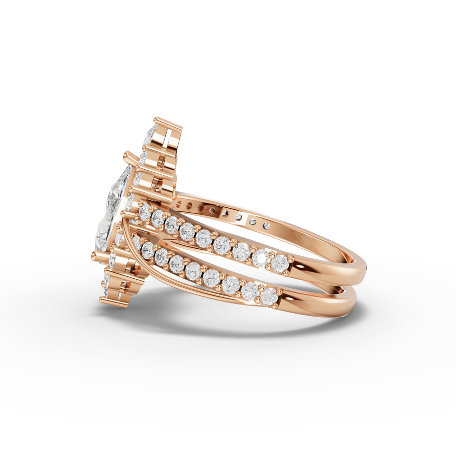 1.83 Ct Pear Halo with Split Pavé Band Set 1.00 Ct Center