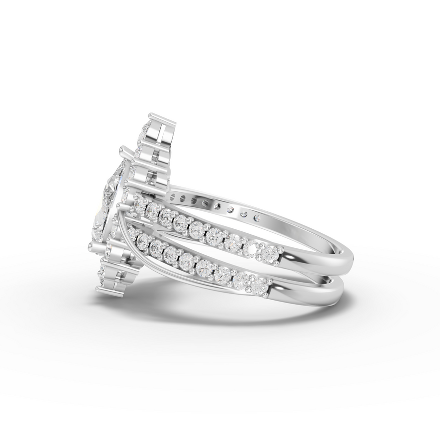 1.83 Ct Pear Halo with Split Pavé Band Set 1.00 Ct Center
