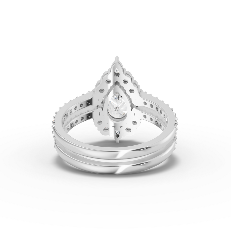1.83 Ct Pear Halo with Split Pavé Band Set 1.00 Ct Center