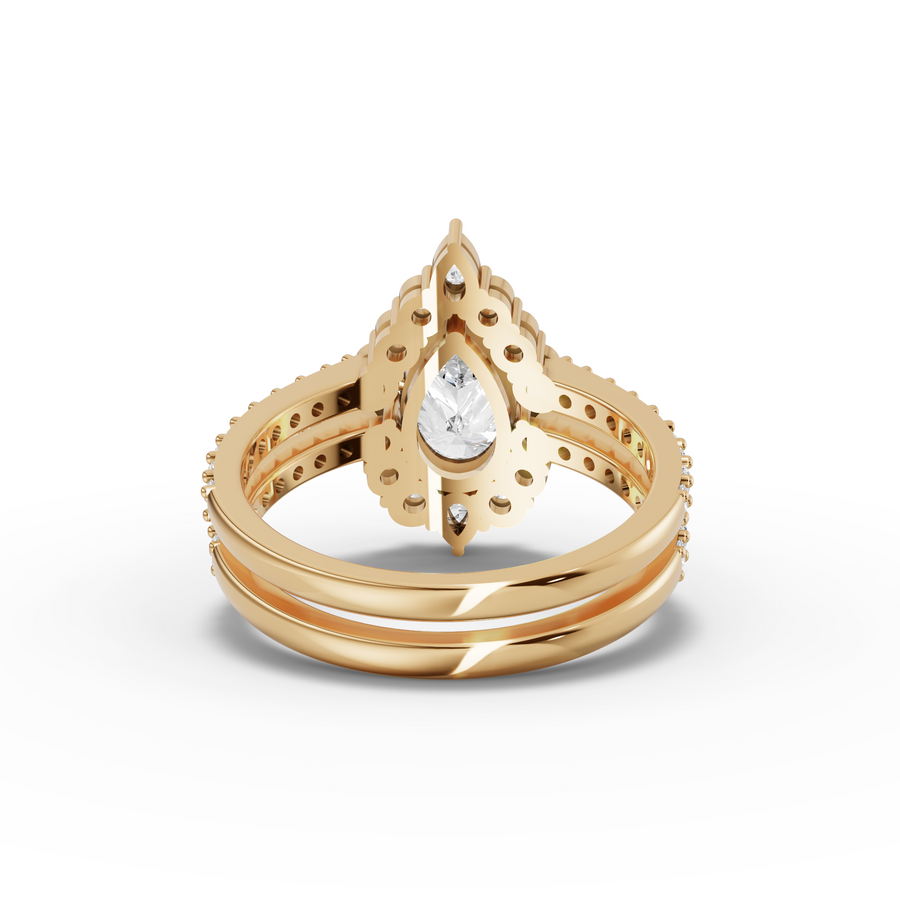 1.83 Ct Pear Halo with Split Pavé Band Set 1.00 Ct Center