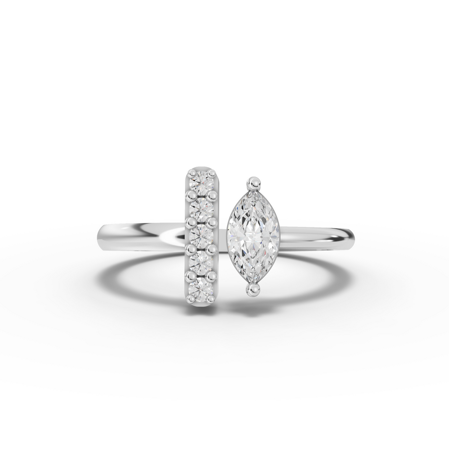 0.32 ct marquise lab diamond accent ring with elongated center look and delicate diamond band