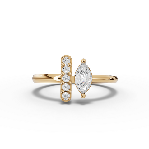 0.32 Ct Marquise Lab Diamond Accent Ring 0.25 Ct Center