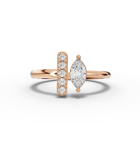 0.32 Ct Marquise Lab Diamond Accent Ring 0.25 Ct Center