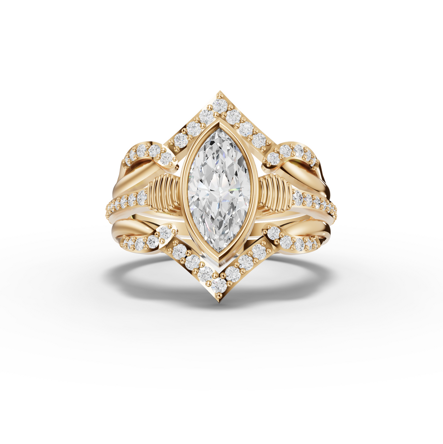 1.28 Ct Marquise Solitaire With Side Stone Band Set 1.00 Ct Center