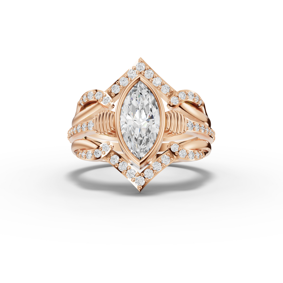 1.28 Ct Marquise Solitaire With Side Stone Band Set 1.00 Ct Center