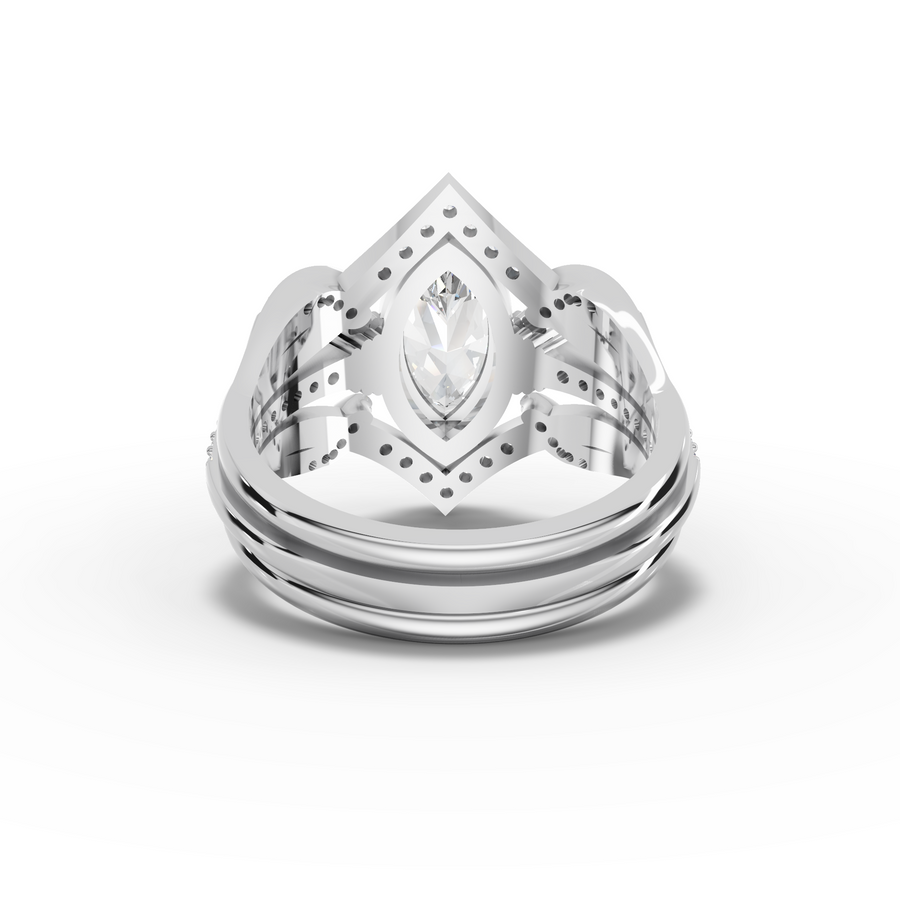 1.28 Ct Marquise Solitaire With Side Stone Band Set 1.00 Ct Center