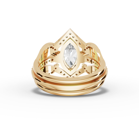 1.28 Ct Marquise Lab Diamond Halo Ring with Double Pavé Band Set 1.00 Ct Center