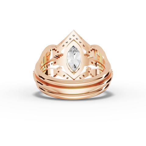 1.28 Ct Marquise Lab Diamond Halo Ring with Double Pavé Band Set 1.00 Ct Center