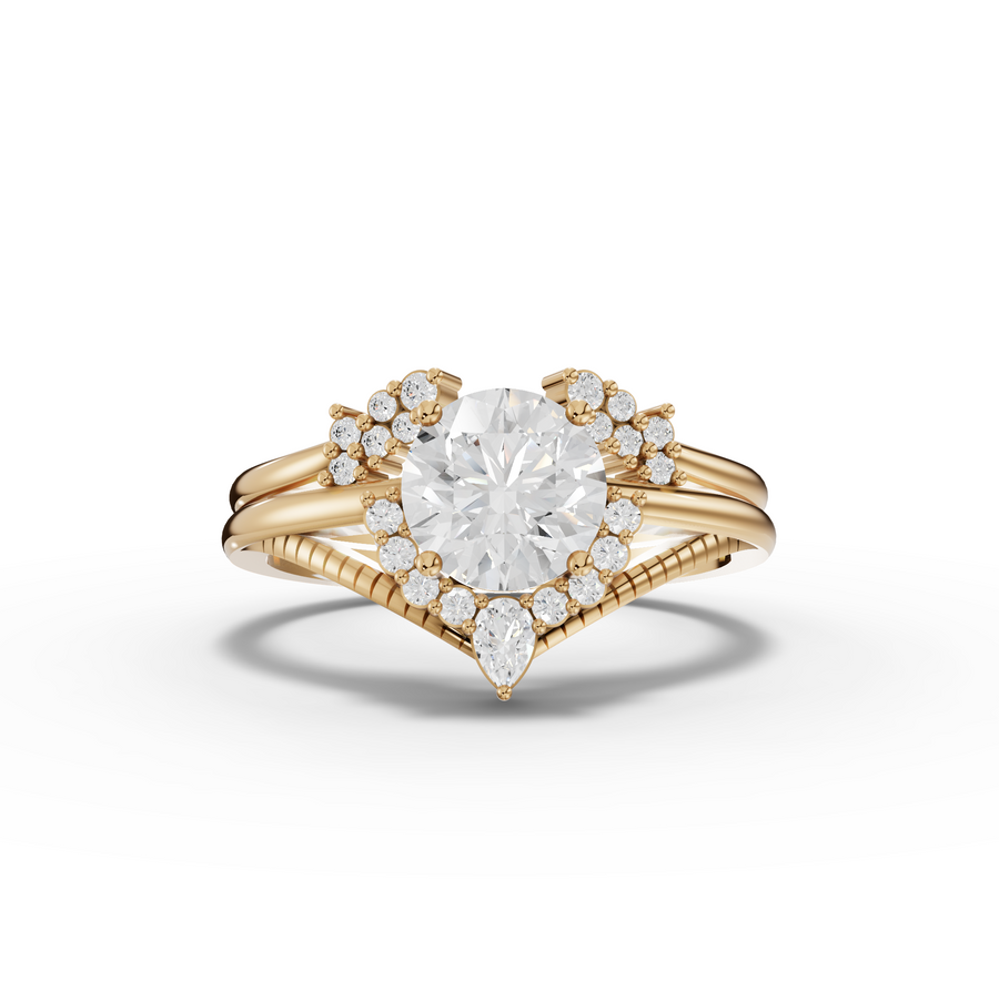 1.16 Ct Round Halo With Side Stone Band Set 1.00 Ct Center