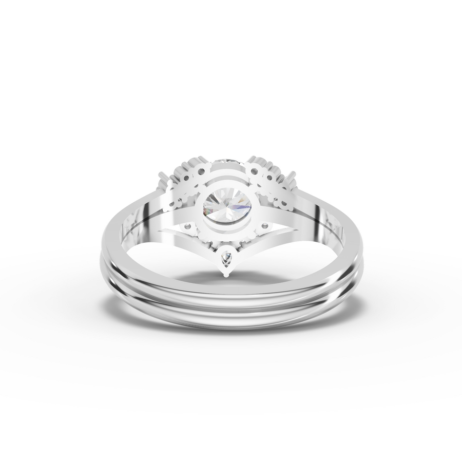 1.16 Ct Round Halo With Side Stone Band Set 1.00 Ct Center